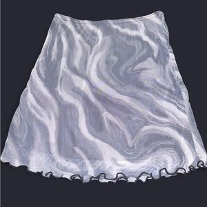 Grey & White Swirl Mesh Skirt - XS